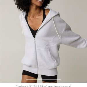 OFFLINE By Aerie Gray Cloud Fleece Sweatshirt Cozy Soft Zip-Up Hoodie,Sz L,NWT